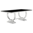 Antoine Rectangular Dining Table Chrome and Black - Golden Linens & Furniture (PA)* 
