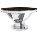 Anchorage Round Dining Table Chrome and Black - Golden Linens & Furniture (PA)* 
