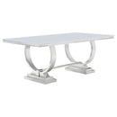 Antoine Rectangle Dining Table White and Chrome - Golden Linens & Furniture (PA)* 