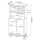 Mendoza 2-door Wine Cabinet Rustic Oak Herringbone and Gunmetal