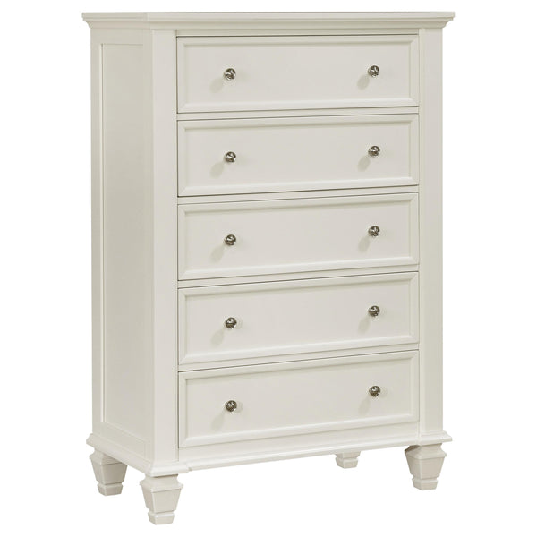 Sandy Beach 5-drawer Rectangular Chest Cream White image