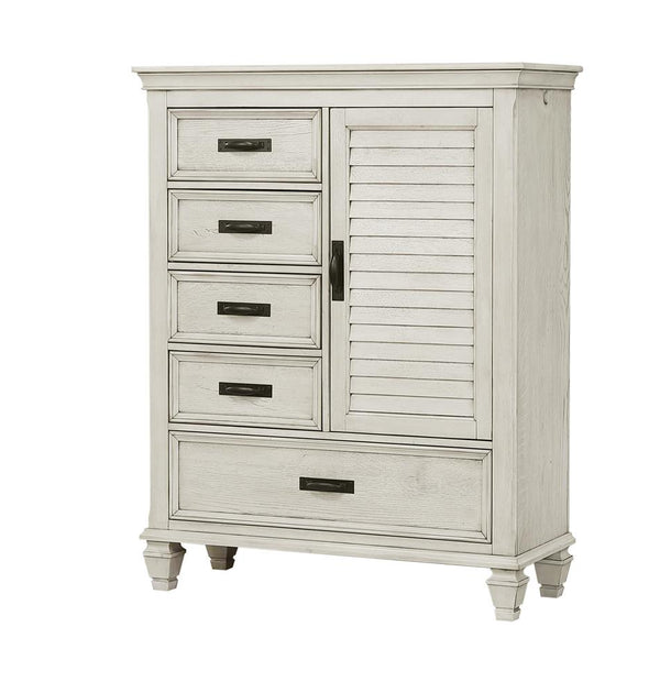 Franco 5-drawer Door Chest Antique White image