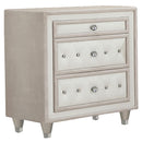 Antonella 3-drawer Upholstered Nightstand Ivory and Camel - Golden Linens & Furniture (PA)* 