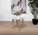 Aldis Round Marble Top End Table White and Natural - Golden Linens & Furniture (PA)* 