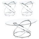 Warren 3-piece Occasional Set Chrome and Clear - Golden Linens & Furniture (PA)* 