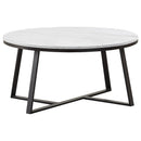 Hugo Round Coffee Table White and Matte Black - Golden Linens & Furniture (PA)* 