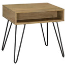 Fanning Square End Table with Open Compartment Golden Oak and Black - Golden Linens & Furniture (PA)* 