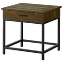 Byers Square 1-drawer End Table Brown Oak and Sandy Black - Golden Linens & Furniture (PA)* 