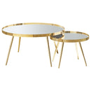Kaelyn 2-piece Mirror Top Nesting Coffee Table Mirror and Gold - Golden Linens & Furniture (PA)* 