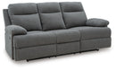 Side-Swipe Reclining Sofa with Drop Down Table