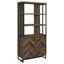 Millbrook 2-door Bookcase Rustic Oak Herringbone and Gunmetal - Golden Linens & Furniture (PA)* 