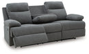 Side-Swipe Reclining Sofa with Drop Down Table