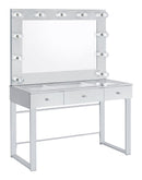 Umbridge 3-drawer Vanity with Lighting Chrome and White - Golden Linens & Furniture (PA)* 
