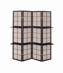 Iggy 4-panel Folding Screen with Removable Shelves Tan and Cappuccino