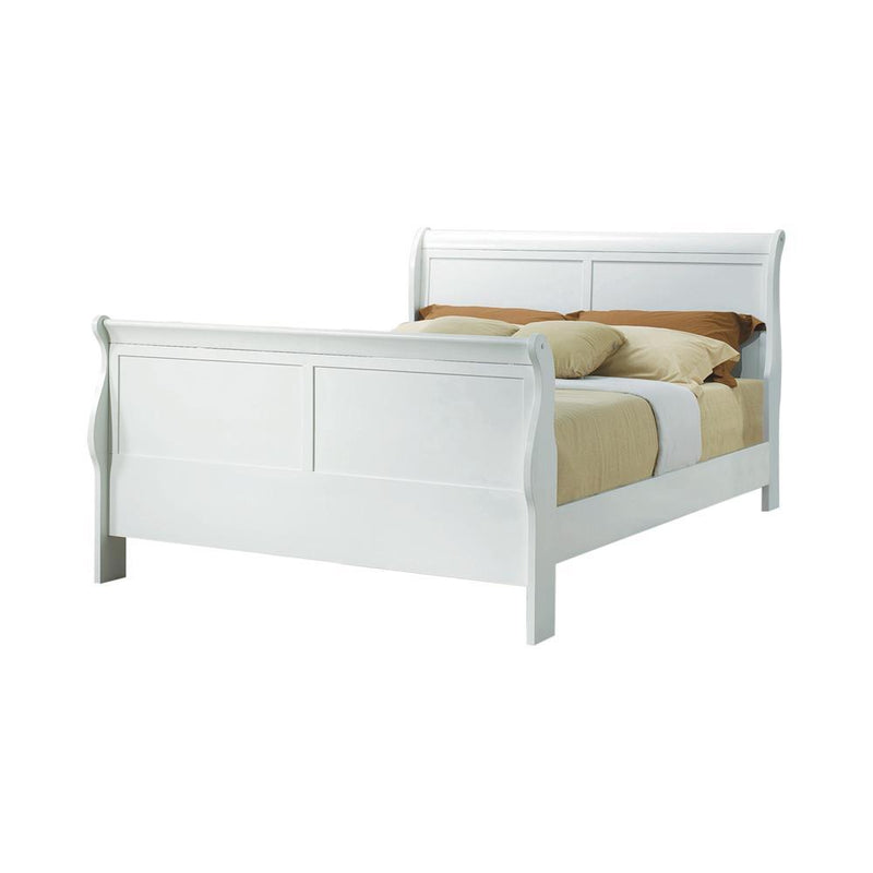 Louis Philippe Queen Sleigh Panel Bed White