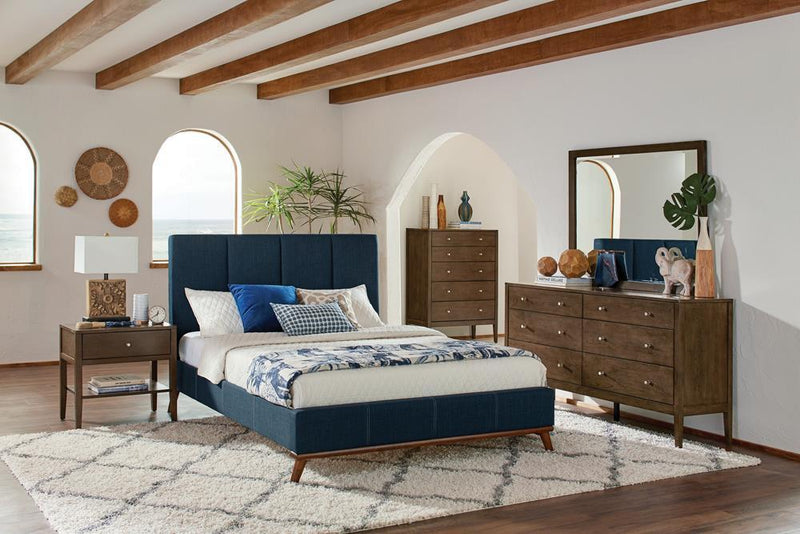 Charity Full Upholstered Bed Blue