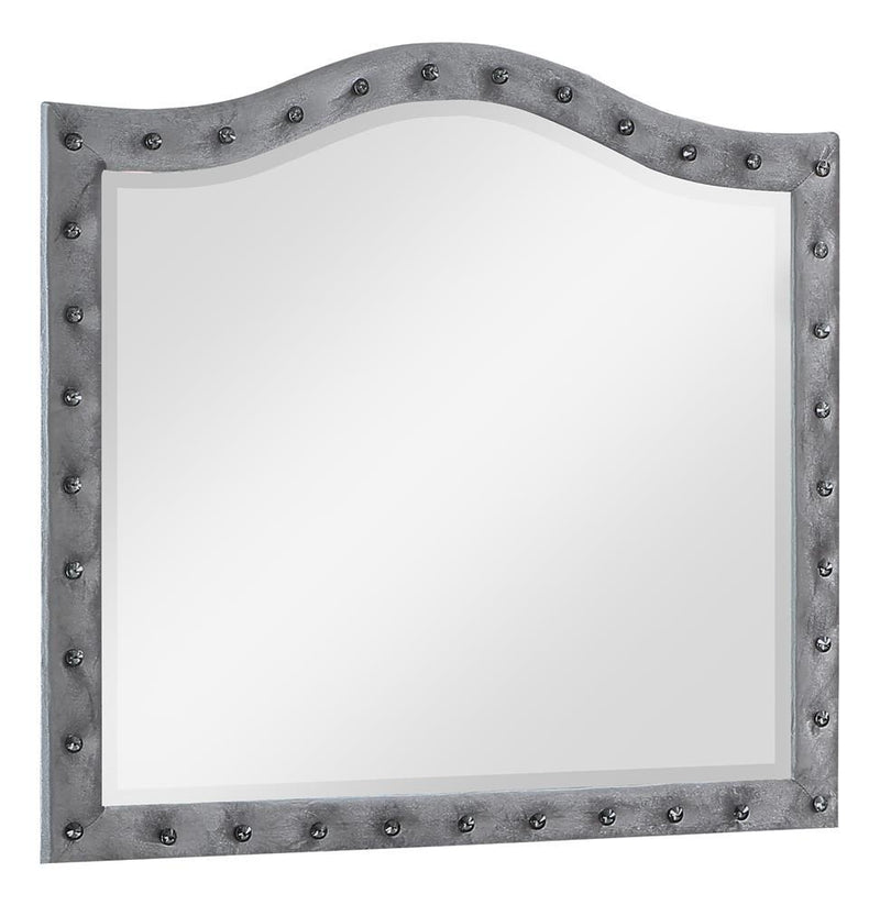 Deanna Button Tufted Dresser Mirror Grey