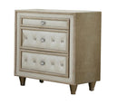 Antonella 3-drawer Upholstered Nightstand Ivory and Camel - Golden Linens & Furniture (PA)* 