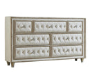 Antonella 7-drawer Upholstered Dresser Ivory and Camel - Golden Linens & Furniture (PA)* 