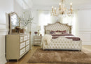 Antonella 7-drawer Upholstered Dresser Ivory and Camel - Golden Linens & Furniture (PA)* 