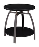 Dacre Round End Table Dark Grey and Black Nickel - Golden Linens & Furniture (PA)* 