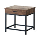 Byers Square 1-drawer End Table Brown Oak and Sandy Black - Golden Linens & Furniture (PA)* 