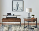 Byers Black Coffee Table with Hidden Storage Brown Oak and Sandy Black - Golden Linens & Furniture (PA)* 