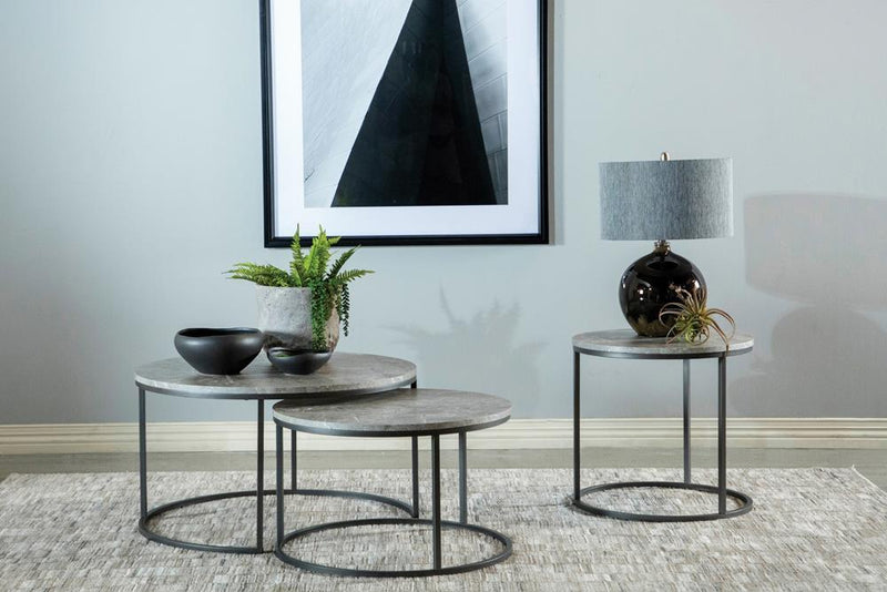 Lainey Round 2-piece Nesting Coffee Table Grey and Gunmetal - Golden Linens & Furniture (PA)* 