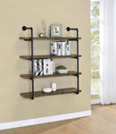 Elmcrest 40-inch Wall Shelf Black and Rustic Oak - Golden Linens & Furniture (PA)* 