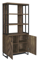 Millbrook 2-door Bookcase Rustic Oak Herringbone and Gunmetal - Golden Linens & Furniture (PA)* 