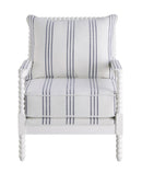 Blanchett Upholstered Accent Chair with Spindle Accent White and Navy - Golden Linens & Furniture (PA)* 