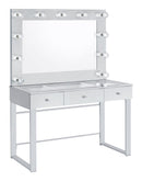 Umbridge 3-drawer Vanity with Lighting Chrome and White - Golden Linens & Furniture (PA)* 