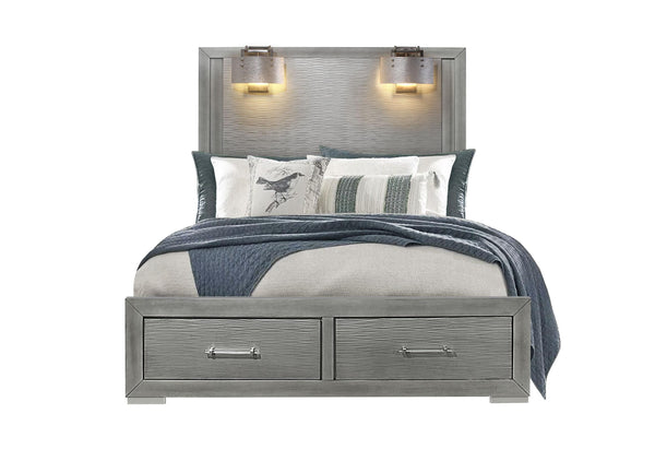 TIFFANY SILVER FULL BED WITH LAMPS
