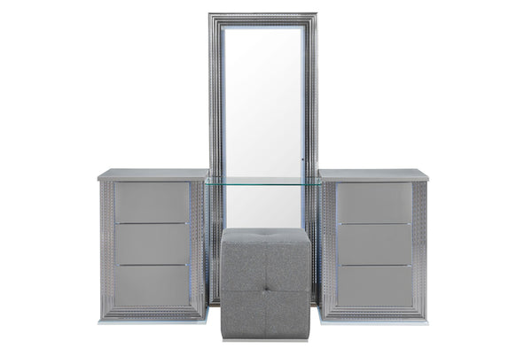 YLIME SMOOTH SILVER VANITY WITH LED