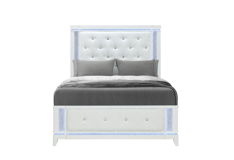 ALINA WHITE FULL BED WITH LED