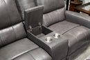 New Classic Furniture Linton Console Loveseat with Dual Recliners in Gray