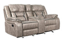 New Classic Furniture Roswell Dual Recliner Console Loveseat in Pewter