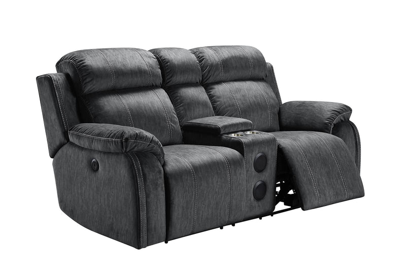 New Classic Furniture Tango Console Loveseat with Speaker in Shadow