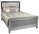 New Classic Furniture Valentino King Upholstered Lighted Bed in Silver - Golden Linens & Furniture (PA)* 