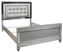 New Classic Furniture Valentino King Upholstered Lighted Bed in Silver - Golden Linens & Furniture (PA)* 