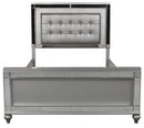 New Classic Furniture Valentino King Upholstered Lighted Bed in Silver - Golden Linens & Furniture (PA)* 