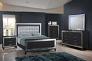 New Classic Furniture Valentino Twin Lighted Panel Bed in Black - Golden Linens & Furniture (PA)* 