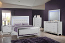 New Classic Furniture Valentino Queen Upholstered Lighted Bed in White - Golden Linens & Furniture (PA)* 