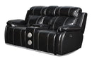 New Classic Fusion Console Loveseat with Power Foot Rest in Ebony - Golden Linens & Furniture (PA)* 