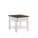 EVANDER END TABLE WITH DRAWER-TWO TONE CREME/BROWN