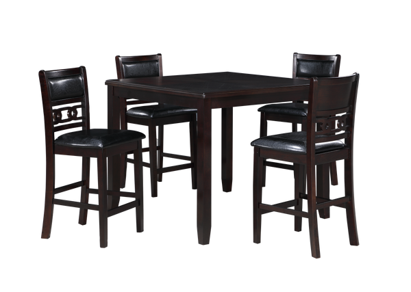 GIA 5PC 42" SQUARE COUNTER TABLE & 4 CHAIRS-EBONY