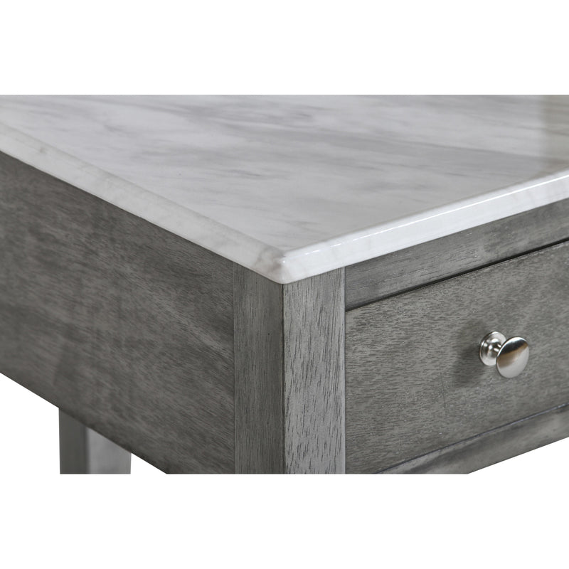 NOAH END TABLE WITH DRAWER-GRAY W/FAUX MARBLE TOP