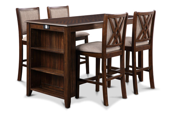 AMY 60" COUNTER TABLE+CHAIRS W/STG (5 PC) -CHERRY