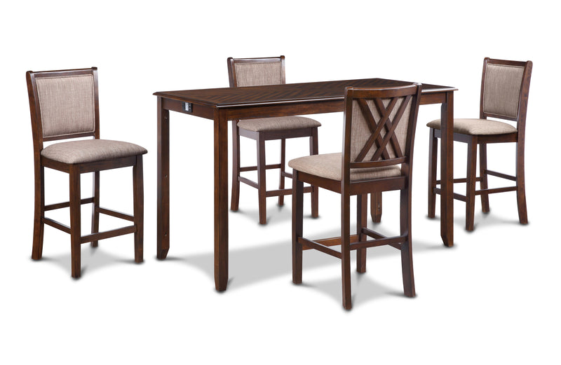AMY 60" COUNTER TABLE+CHAIRS W/STG (5 PC) -CHERRY
