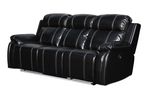 FUSION DUAL RECLINER SOFA W/PWR FTRST-EBONY